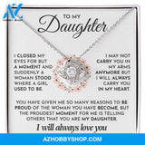 To My Daughter- 14K White Gold Polised Loveknot Necklace- I Will Always Love You