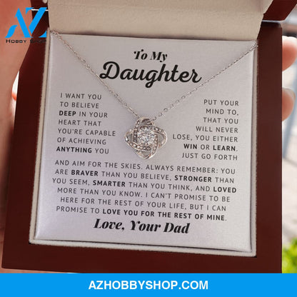 To My Daughter - Aim For The Skies - Love Knot Necklace