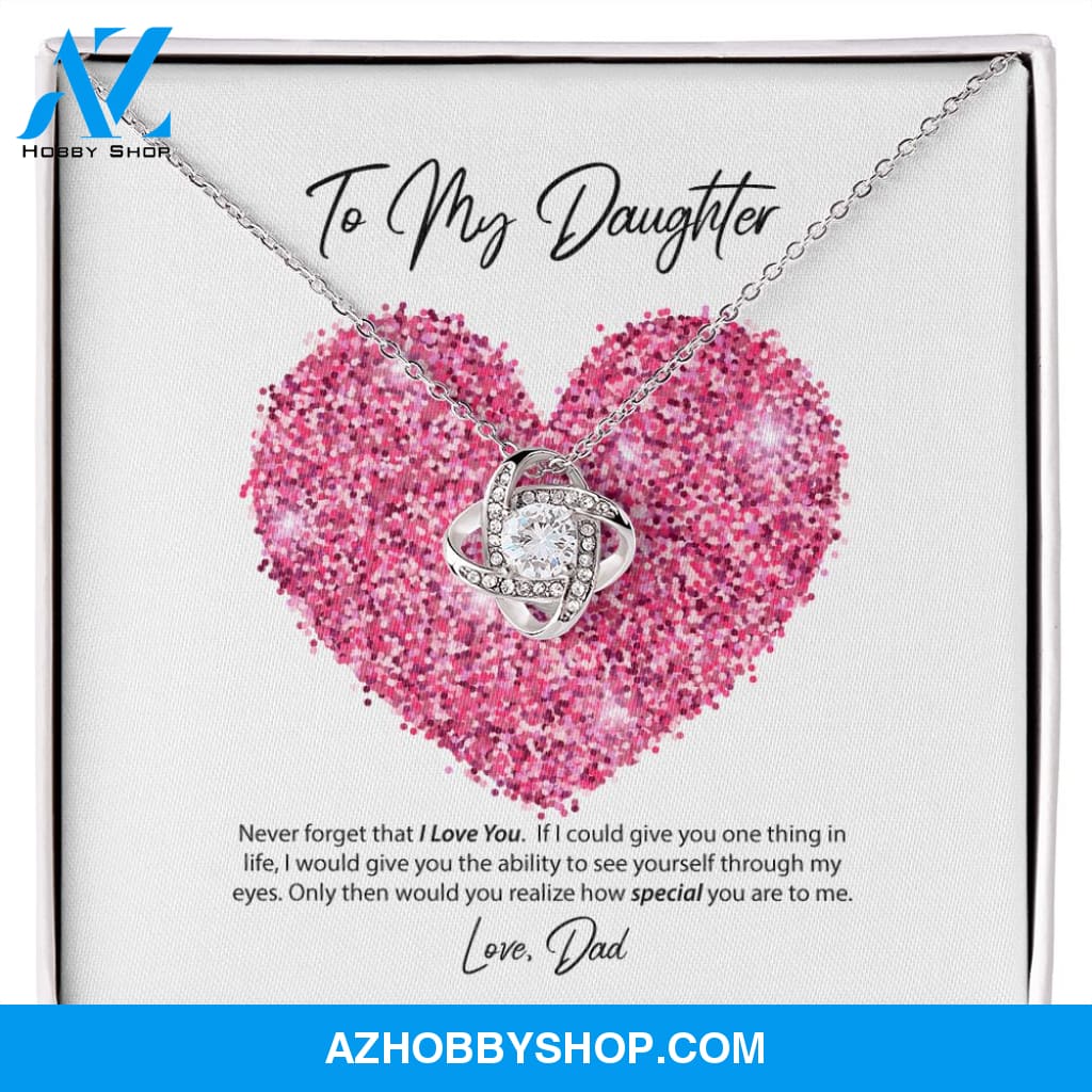 To My Daughter From Dad Love Knot Necklace