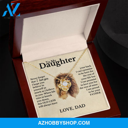 To My Daughter from Dad White Gold Love Knot Necklace "Never Forget That I Love You"