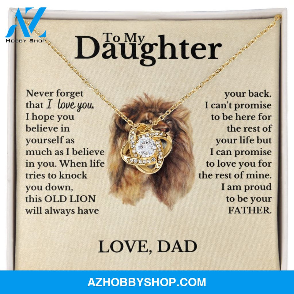 To My Daughter from Dad White Gold Love Knot Necklace "Never Forget That I Love You"