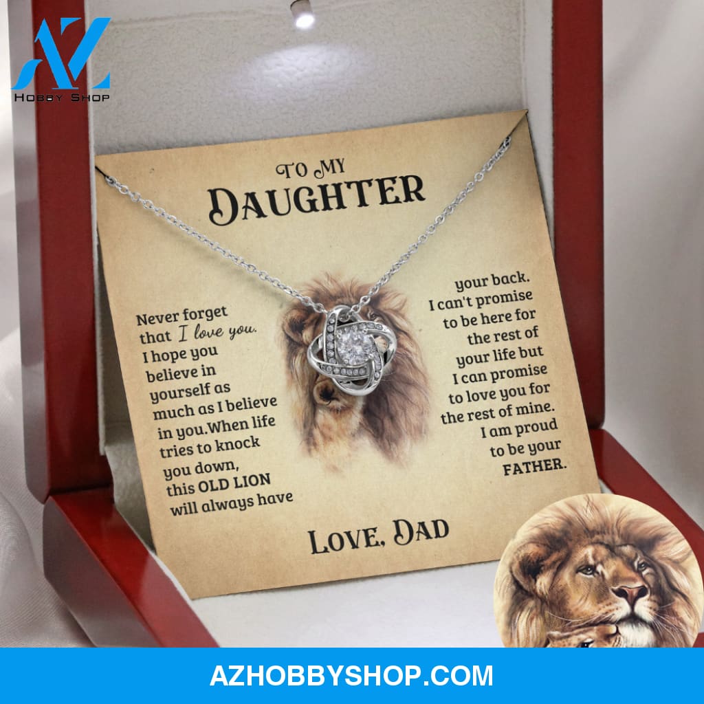 To My Daughter from Dad White Gold Love Knot Necklace 