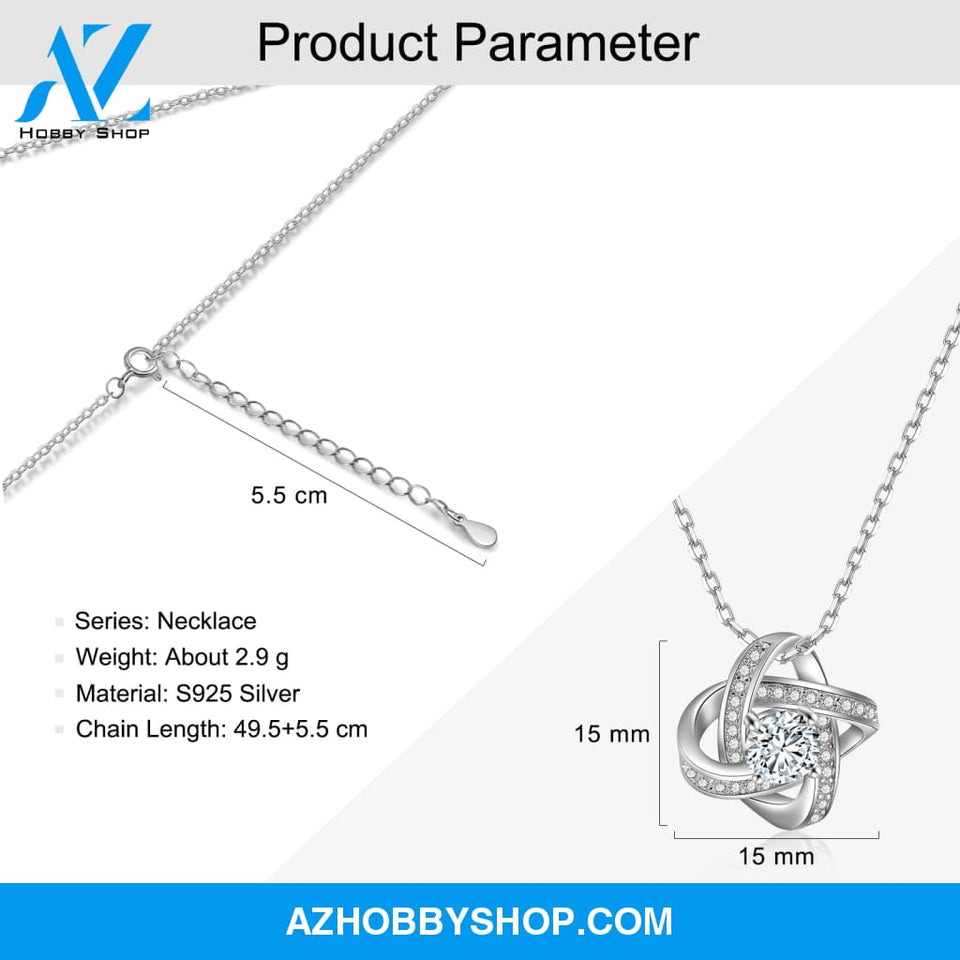 To My Daughter from Dad White Gold Love Knot Necklace "Never Forget That I Love You"