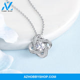To My Daughter from Dad White Gold Love Knot Necklace "Never Forget That I Love You"
