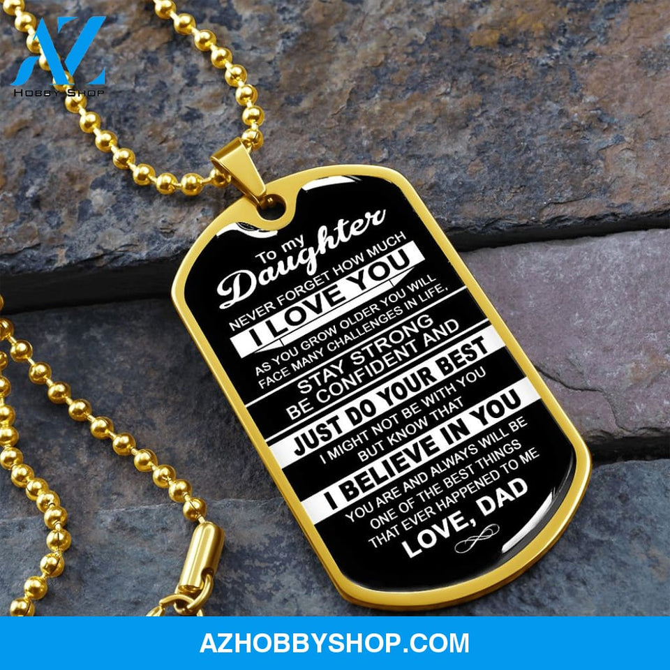 To My Daughter | Never Forget How Much I Love You | Dog Tag Necklace Gift From Dad