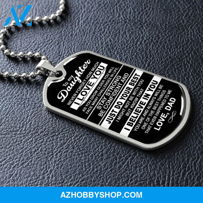 To My Daughter | Never Forget How Much I Love You | Dog Tag Necklace Gift From Dad