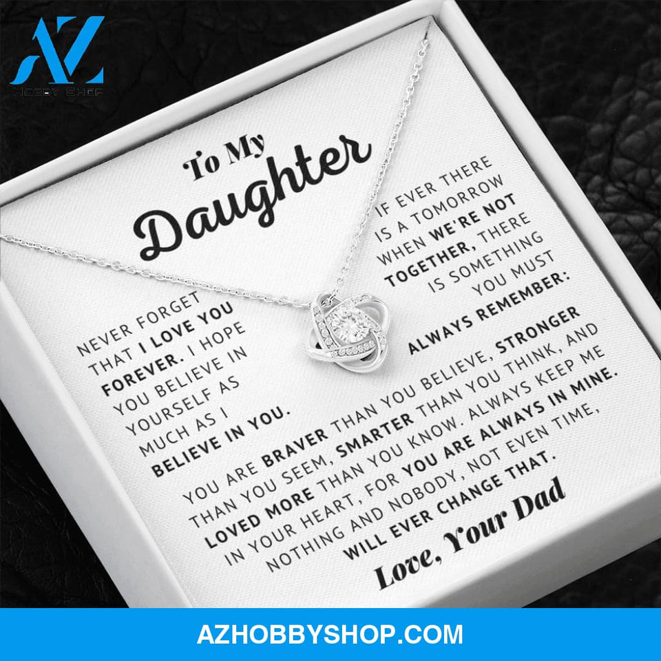 To My Daughter - Never Forget - Love Knot Necklace