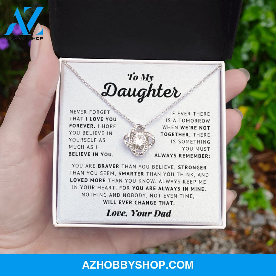 To My Daughter - Never Forget - Love Knot Necklace