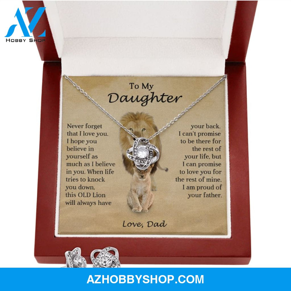 To My Daughter | Old Lion | Love Knot Earring & Necklace Set