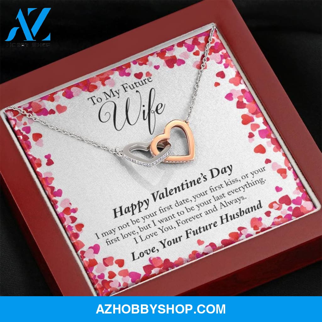 To My Future Wife White Gold Interlocking Hearts Necklace