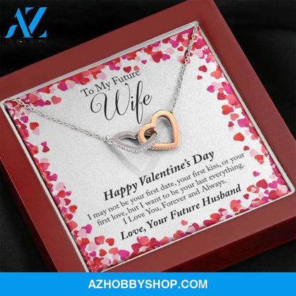 To My Future Wife White Gold Interlocking Hearts Necklace