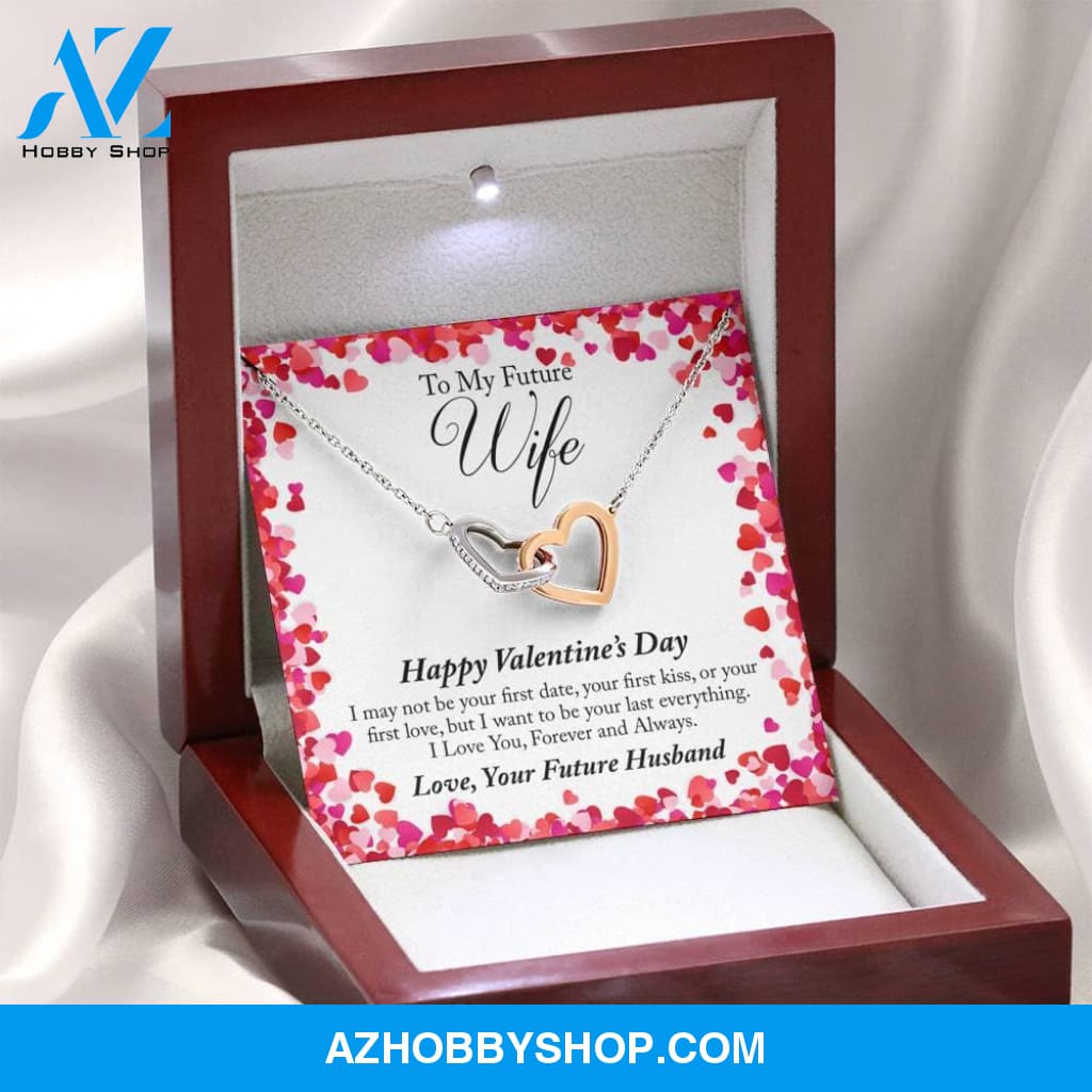 To My Future Wife White Gold Interlocking Hearts Necklace