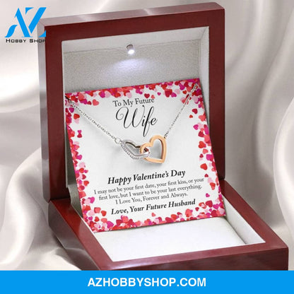To My Future Wife White Gold Interlocking Hearts Necklace