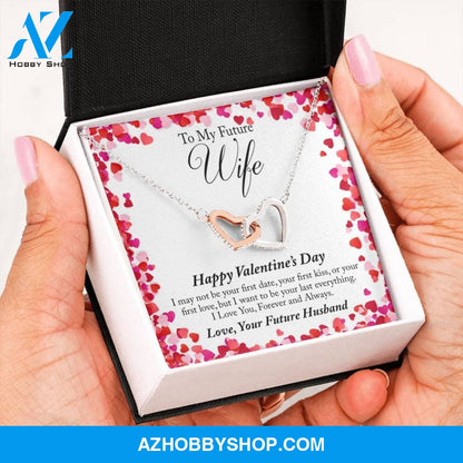 To My Future Wife White Gold Interlocking Hearts Necklace