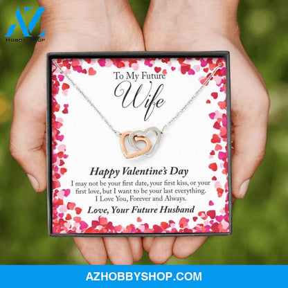 To My Future Wife White Gold Interlocking Hearts Necklace
