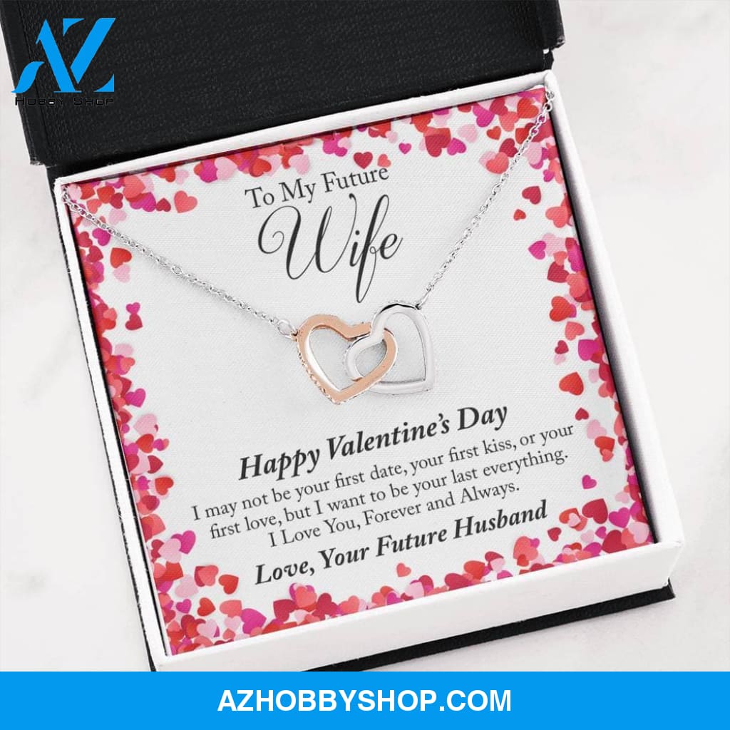 To My Future Wife White Gold Interlocking Hearts Necklace