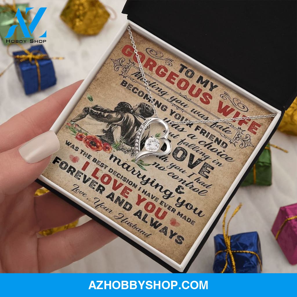 To My Gorgeous Wife, I Love You, Forever Love Necklace, Romantic Gift For Wife