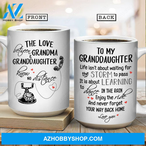 To my granddaughter, Vintage telephone, Red heart, Never forget your way back home - Family White Mug