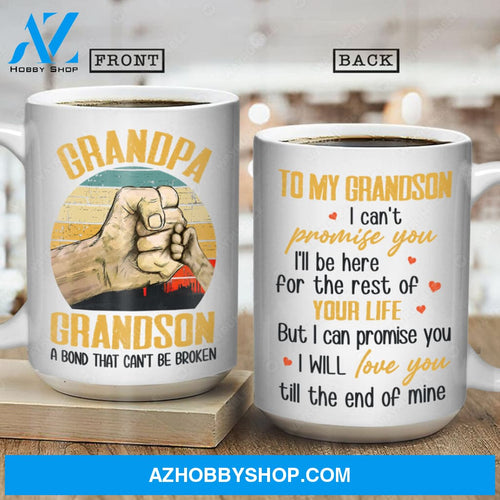 To my grandson, Hand painting, Colorful background, I will love you till the end of mine - Family White Mug