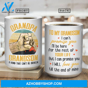 To my grandson, Hand painting, Colorful background, I will love you till the end of mine - Family White Mug
