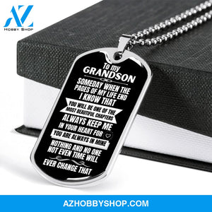To my Grandson - Someday when the pages of my life end... - Military Chain (Silver or Gold) BLACK