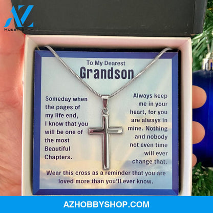 To My Grandson, You Are Loved - Cross Necklace