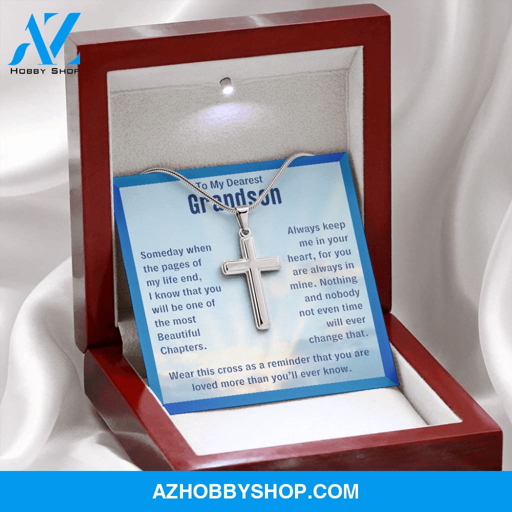 To My Grandson, You Are Loved - Cross Necklace