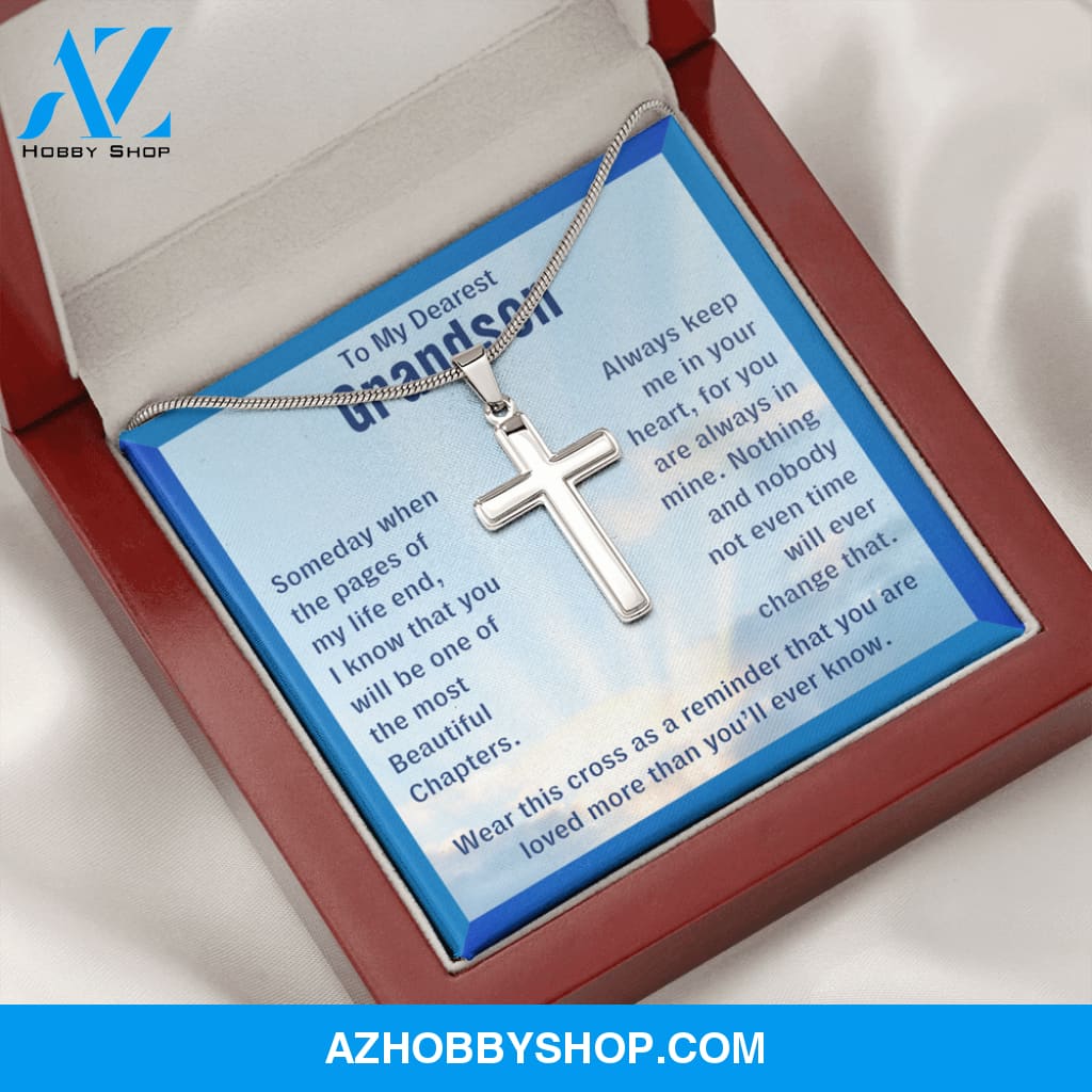 To My Grandson, You Are Loved - Cross Necklace