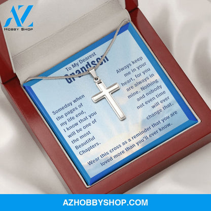 To My Grandson, You Are Loved - Cross Necklace
