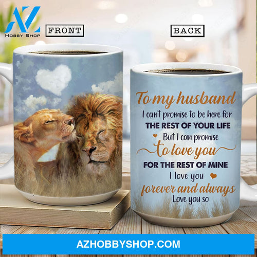 To my husband, Lion couple, Lion painting, I promise to love you for the rest of my life - Family AOP Mug
