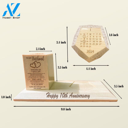 To My Husband Wooden Pen Holder & Desk Calendar - Home And Office Decoration