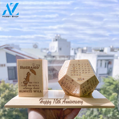 To My Husband Wooden Pen Holder & Desk Calendar - Home And Office Decoration