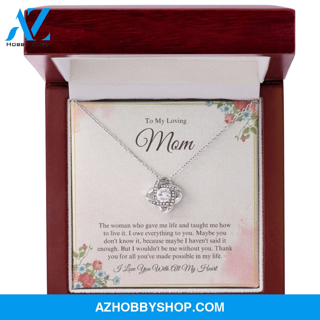 To My Loving Mom - I Love You - Love Knot Necklace