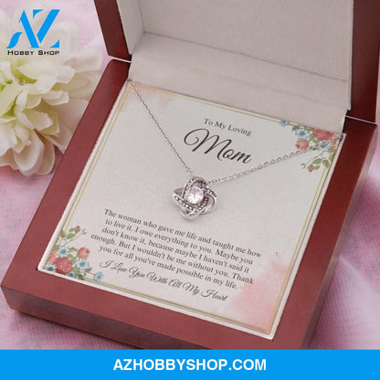 To My Loving Mom - I Love You - Love Knot Necklace