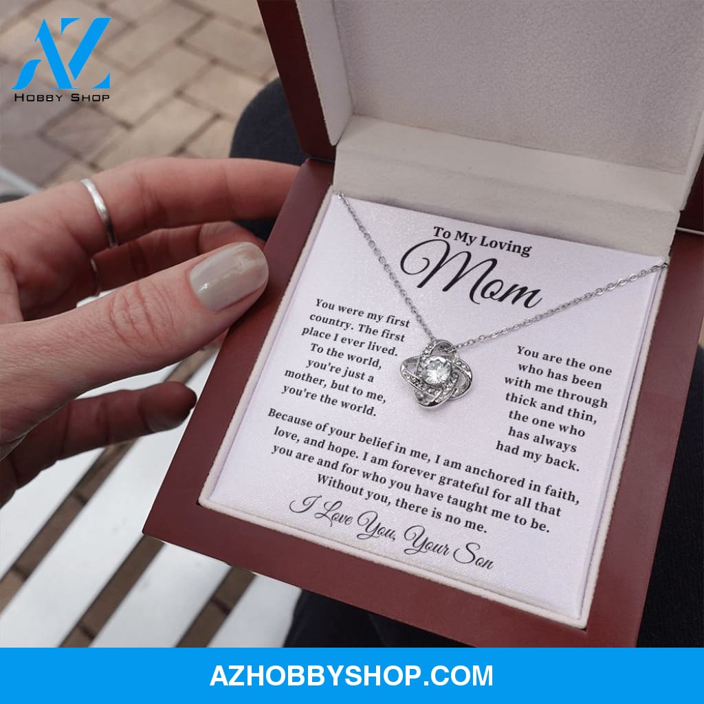 To My Loving Mom - The World - Love Knot Necklace