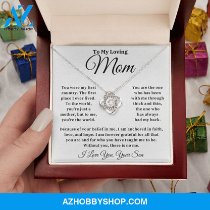 To My Loving Mom - The World - Love Knot Necklace