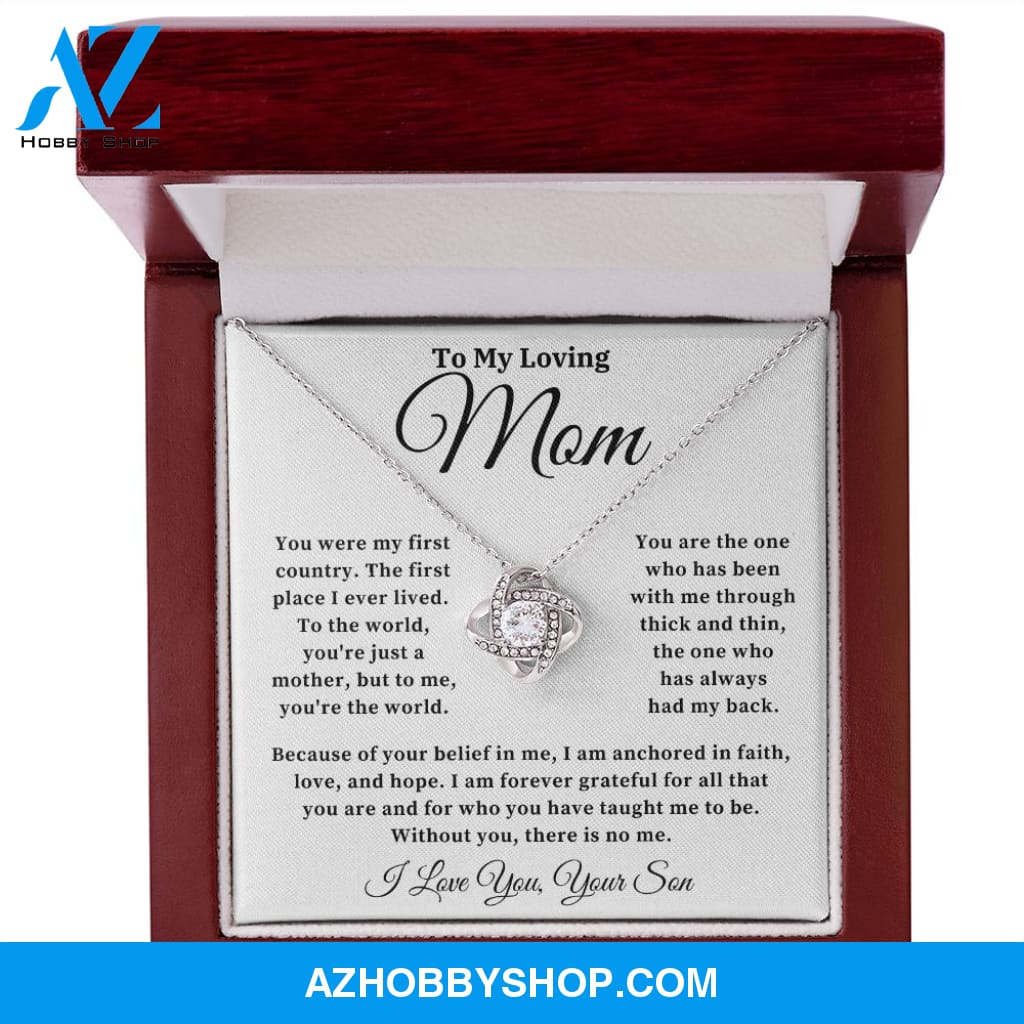 To My Loving Mom - The World - Love Knot Necklace