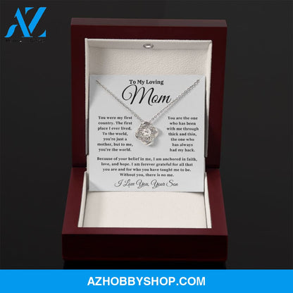 To My Loving Mom - The World - Love Knot Necklace