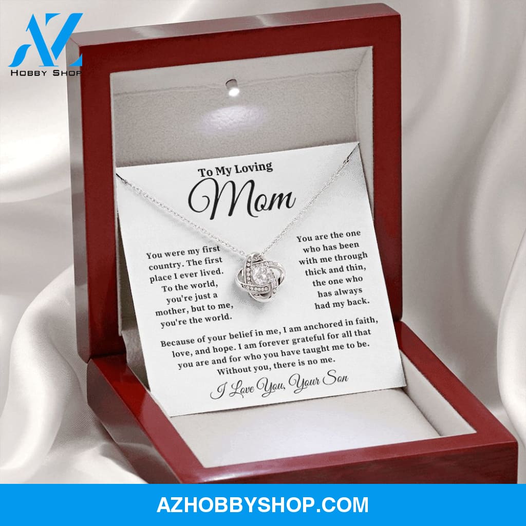 To My Loving Mom - The World - Love Knot Necklace