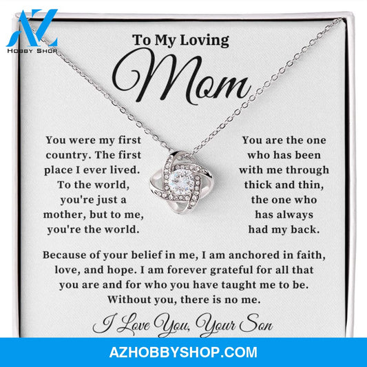 To My Loving Mom - The World - Love Knot Necklace