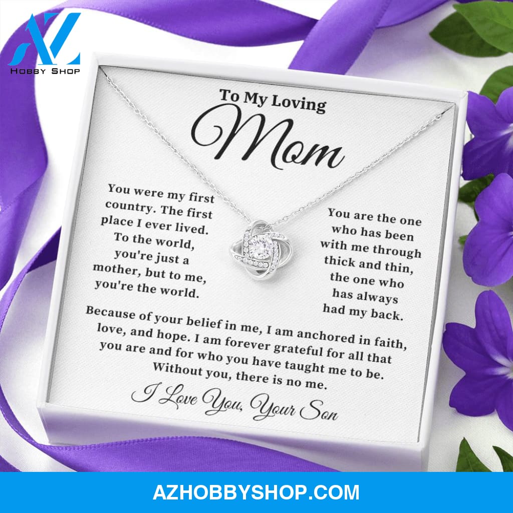 To My Loving Mom - The World - Love Knot Necklace