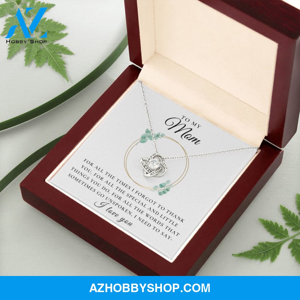 To My Mom - I Love You | 14k White OR 18k Gold Love Knot Necklace