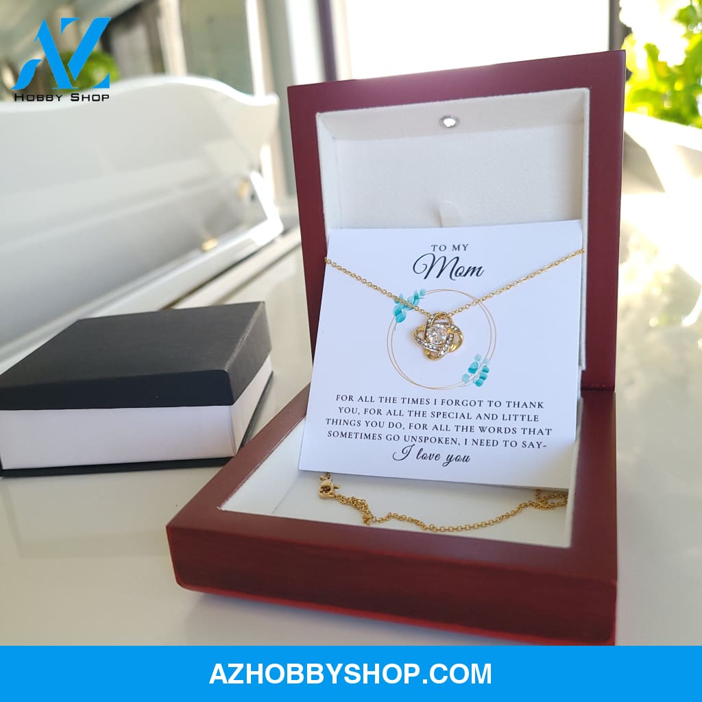 To My Mom - I Love You | 14k White OR 18k Gold Love Knot Necklace