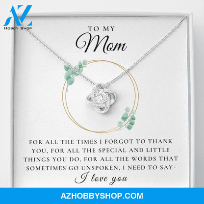 To My Mom - I Love You | 14k White OR 18k Gold Love Knot Necklace
