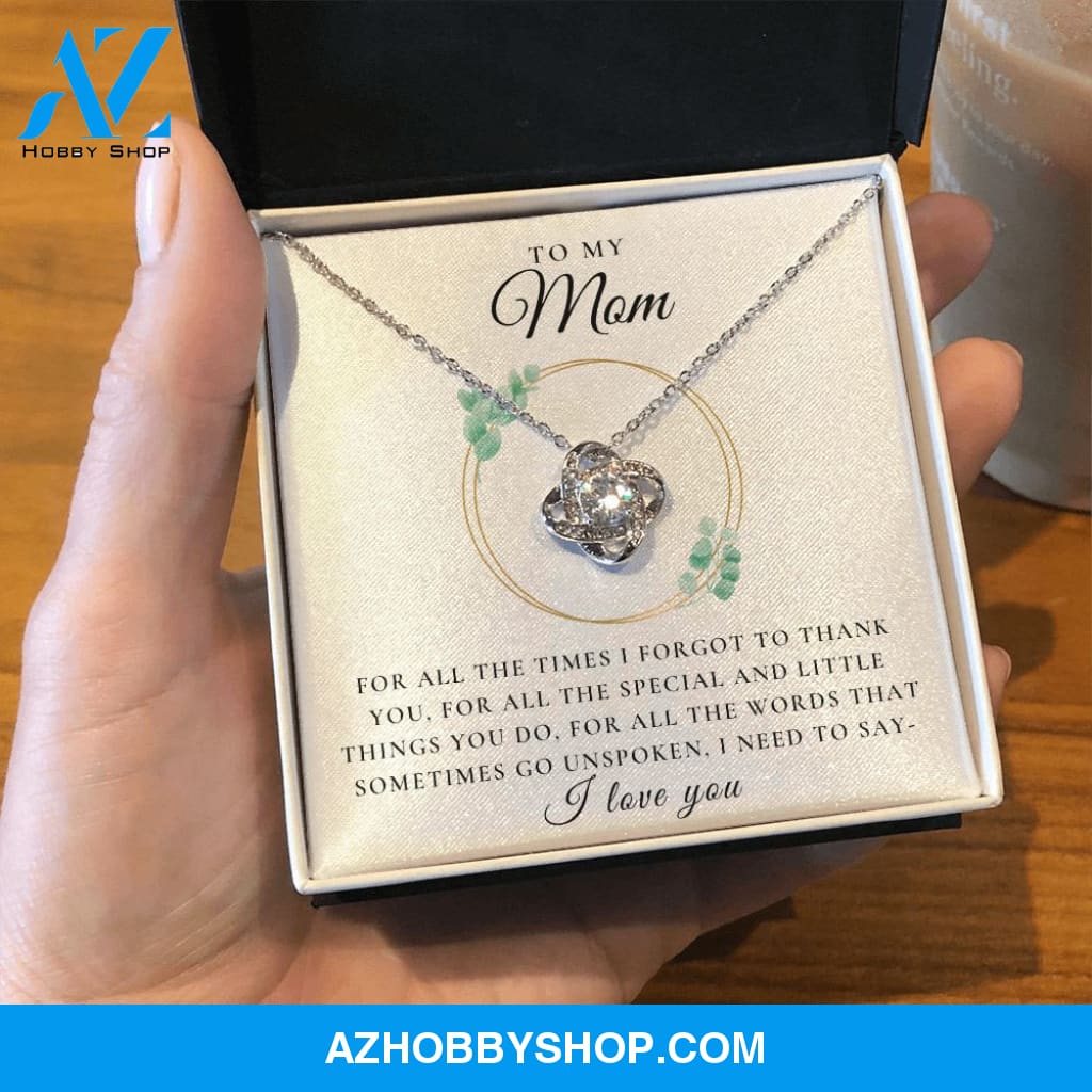 To My Mom - I Love You | 14k White OR 18k Gold Love Knot Necklace