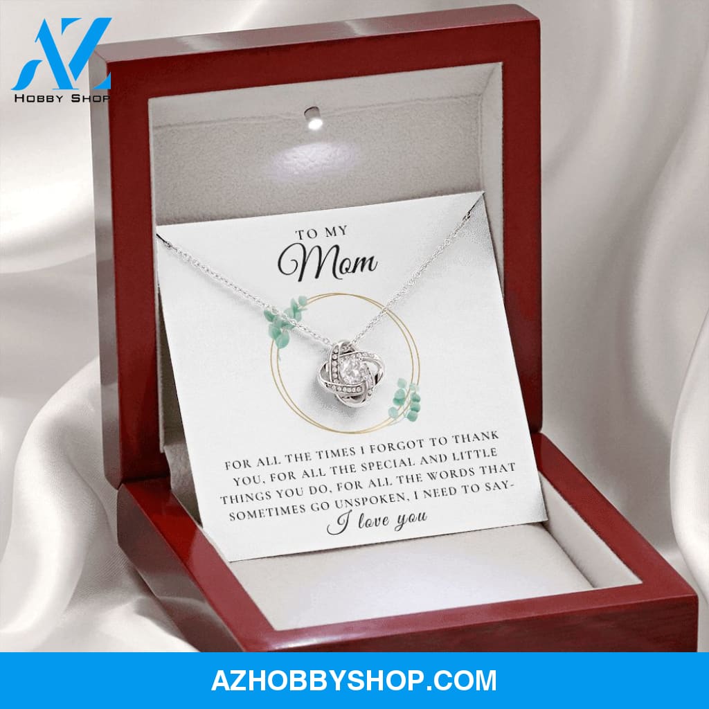 To My Mom - I Love You | 14k White OR 18k Gold Love Knot Necklace