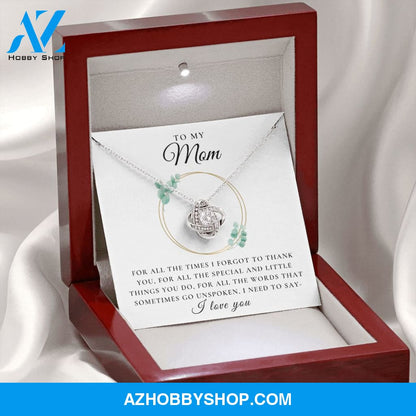To My Mom - I Love You | 14k White OR 18k Gold Love Knot Necklace