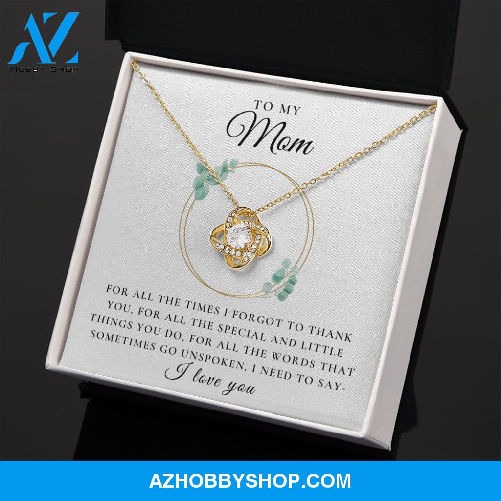To My Mom - I Love You | 14k White OR 18k Gold Love Knot Necklace
