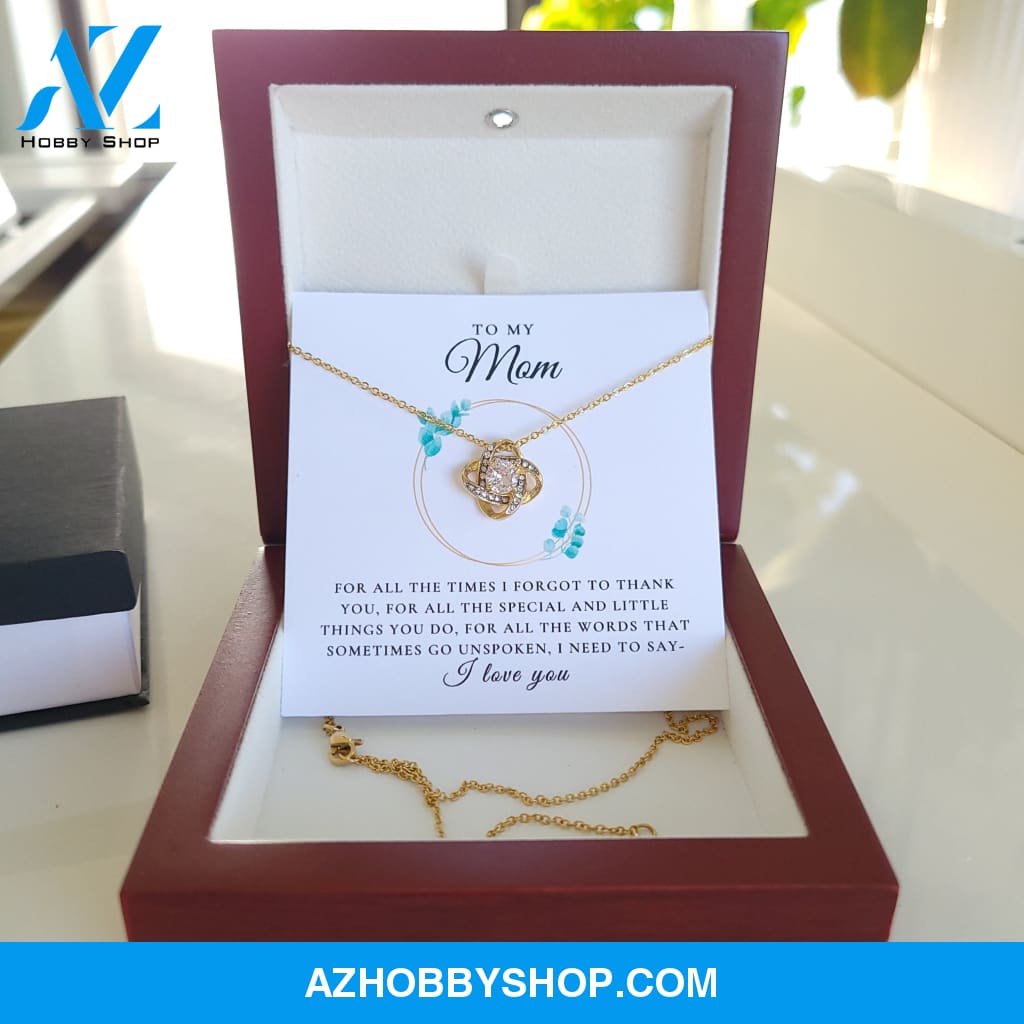 To My Mom - I Love You | 14k White OR 18k Gold Love Knot Necklace