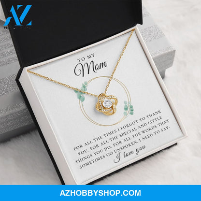 To My Mom - I Love You | 14k White OR 18k Gold Love Knot Necklace